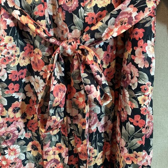 Maisie V-Neck Wide Leg Jumpsuit In Coral Yellow Floral Pattern -(b19) NWOT - Picture 4 of 7